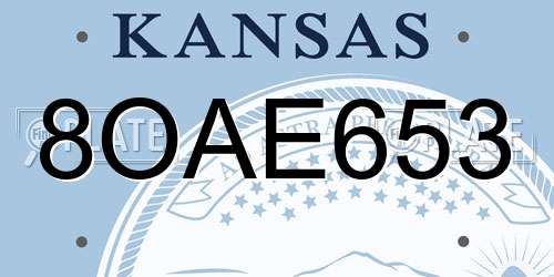 8OAE653 Kansas License Plate