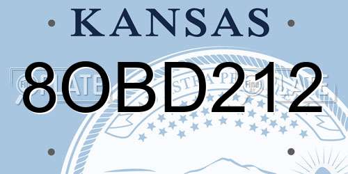 8OBD212 Kansas License Plate