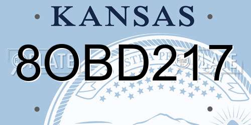 8OBD217 Kansas License Plate