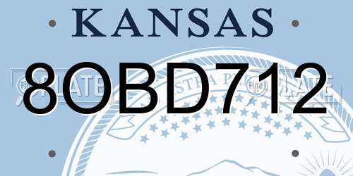 8OBD712 Kansas License Plate
