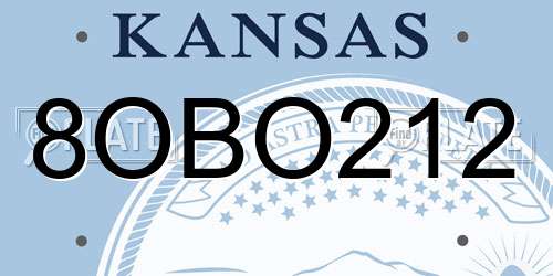 8OBO212 Kansas License Plate