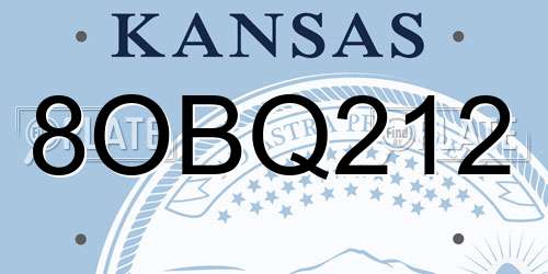 8OBQ212 Kansas License Plate
