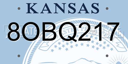 8OBQ217 Kansas License Plate