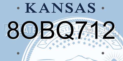 8OBQ712 Kansas License Plate