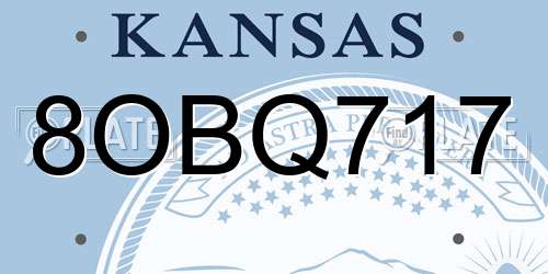 8OBQ717 Kansas License Plate