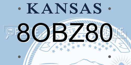 8OBZ80 Kansas License Plate