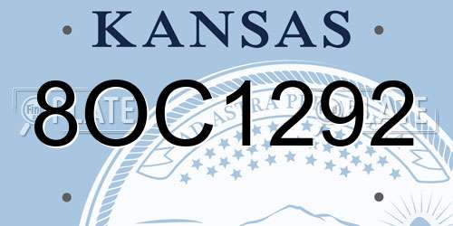 8OC1292 Kansas License Plate