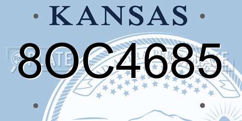 8OC4685 Kansas License Plate