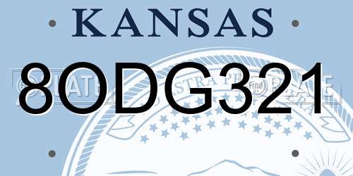 8ODG321 Kansas License Plate