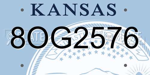 8OG2576 Kansas License Plate