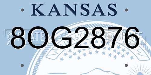 8OG2876 Kansas License Plate