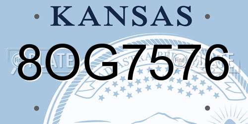 8OG7576 Kansas License Plate