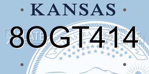 8OGT414 Kansas License Plate
