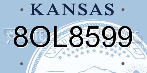 8OL8599 Kansas License Plate