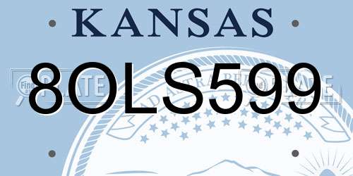 8OLS599 Kansas License Plate