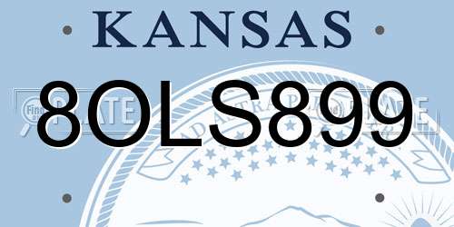 8OLS899 Kansas License Plate