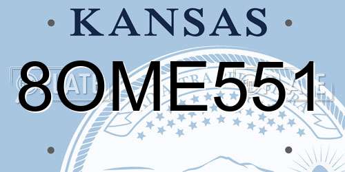 8OME551 Kansas License Plate