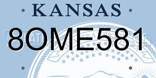 8OME581 Kansas License Plate