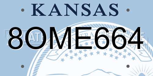 8OME664 Kansas License Plate