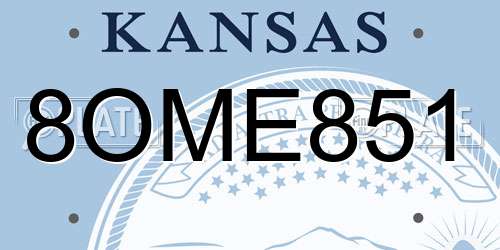 8OME851 Kansas License Plate