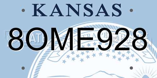 8OME928 Kansas License Plate