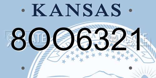 8OO6321 Kansas License Plate
