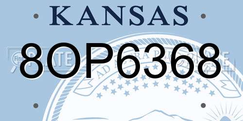 8OP6368 Kansas License Plate