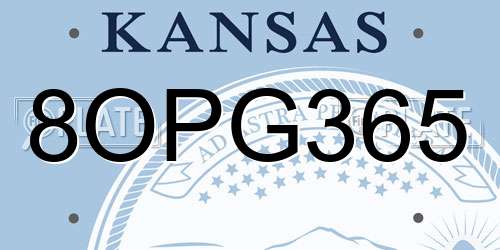 8OPG365 Kansas License Plate