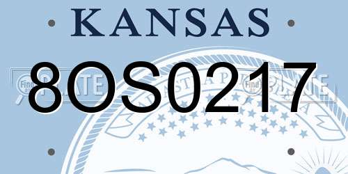 8OS0217 Kansas License Plate
