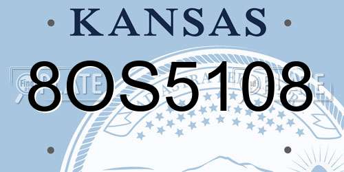 8OS5108 Kansas License Plate
