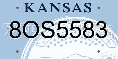 8OS5583 Kansas License Plate