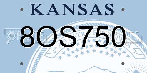 8OS750 Kansas License Plate