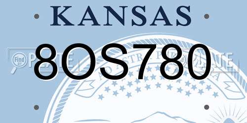 8OS780 Kansas License Plate