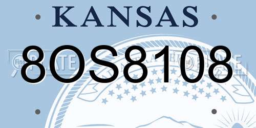 8OS8108 Kansas License Plate