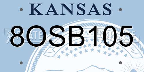 8OSB105 Kansas License Plate