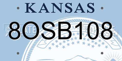 8OSB108 Kansas License Plate