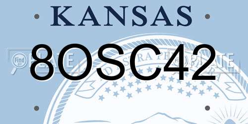 8OSC42 Kansas License Plate