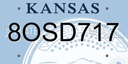 8OSD717 Kansas License Plate