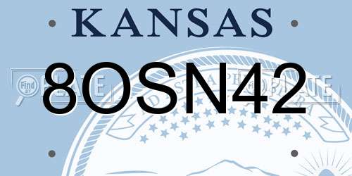 8OSN42 Kansas License Plate