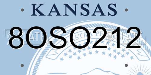 8OSO212 Kansas License Plate