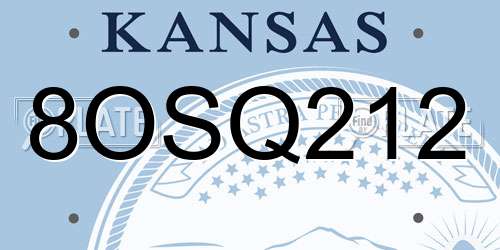 8OSQ212 Kansas License Plate