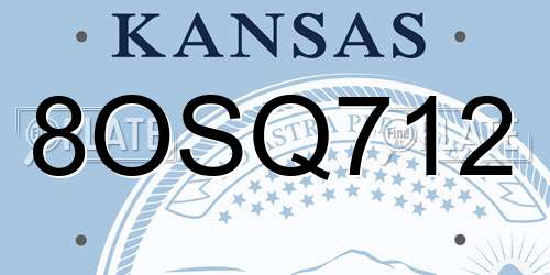 8OSQ712 Kansas License Plate