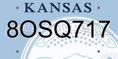 8OSQ717 Kansas License Plate