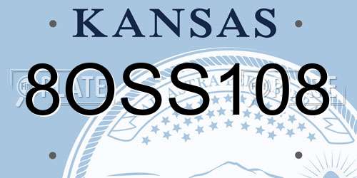 8OSS108 Kansas License Plate