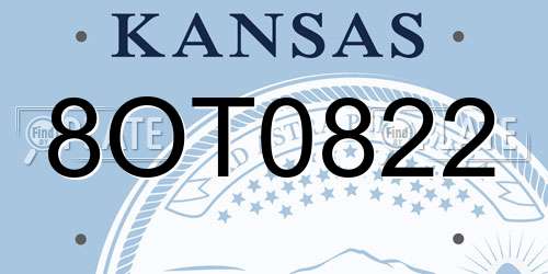 8OT0822 Kansas License Plate