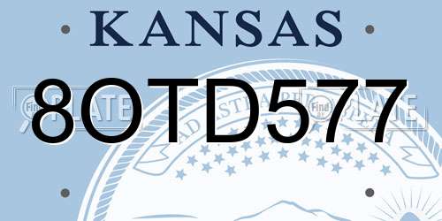 8OTD577 Kansas License Plate