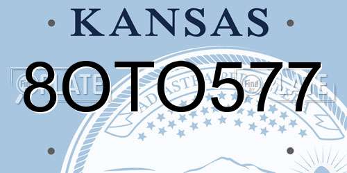8OTO577 Kansas License Plate