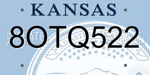 8OTQ522 Kansas License Plate