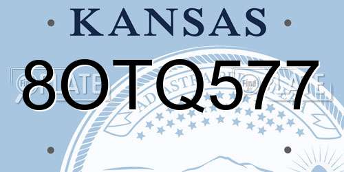 8OTQ577 Kansas License Plate