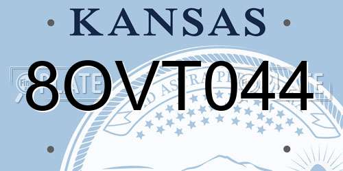8OVT044 Kansas License Plate